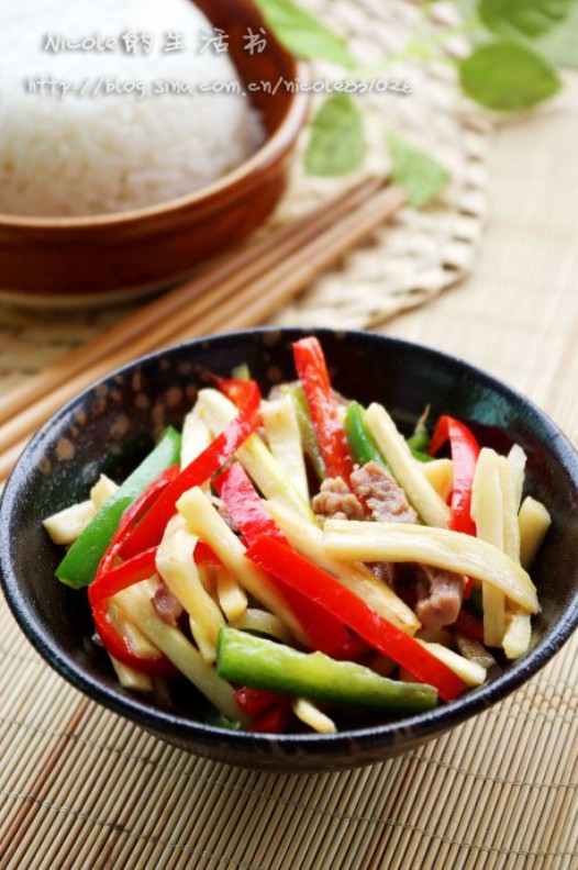 茭白肉丝的做法