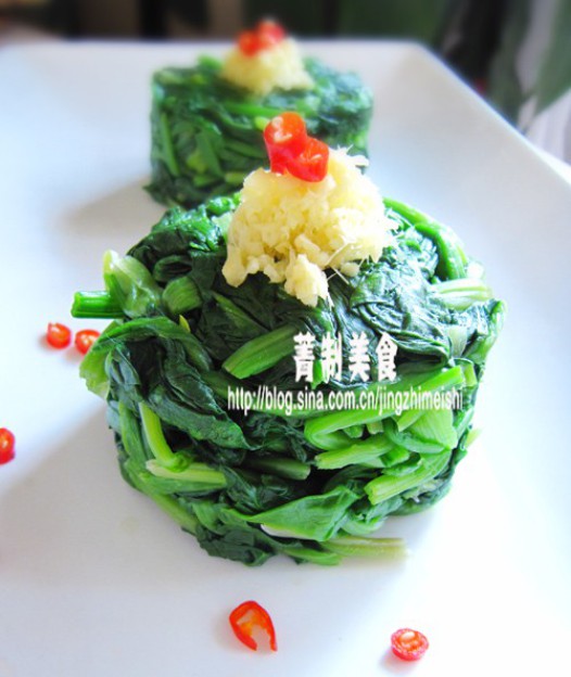 姜汁菠菜塔的做法