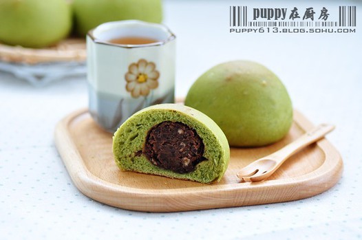 抹茶红豆包的做法