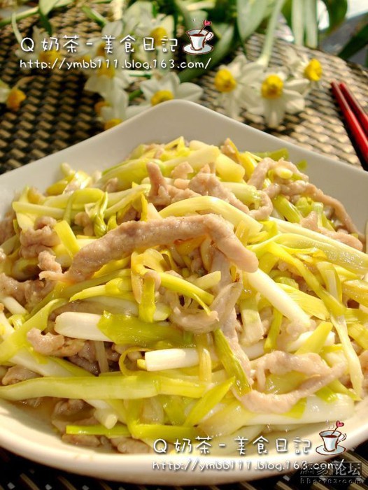 蒜黄炒肉丝