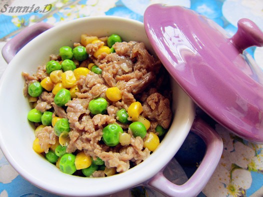 豌豆玉米炒嫩牛肉的做法