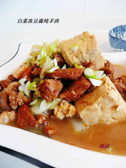 白菜冻豆腐炖羊肉的做法