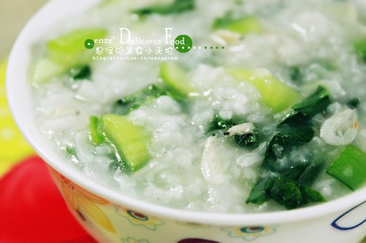 虾米青菜粥的做法