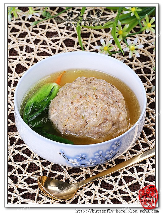 鸡汤虾仁狮子头的做法
