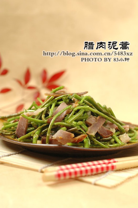 腊肉炒泥蒿的做法