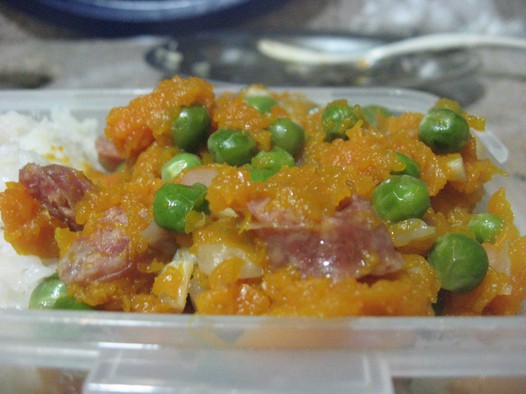 南瓜腊味豌豆饭的做法