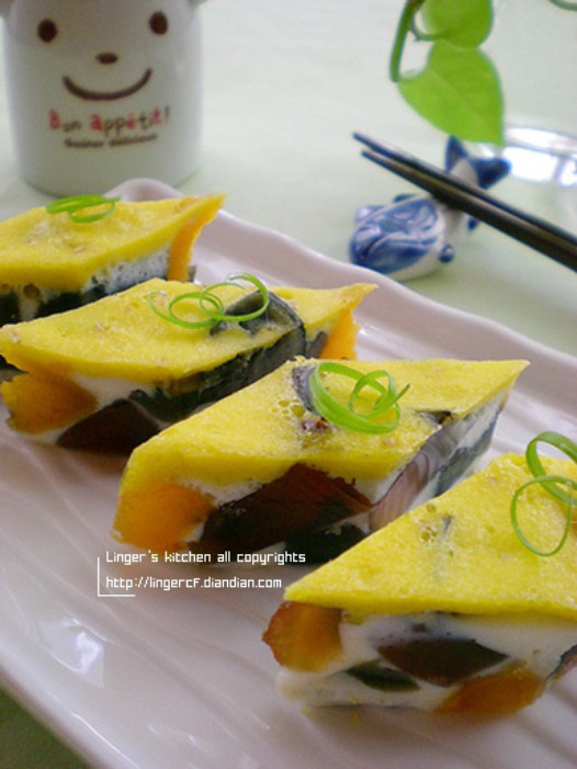三色蒸蛋的做法