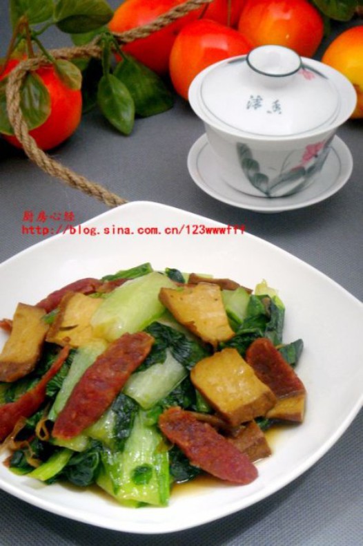 腊肠炒小白菜的做法