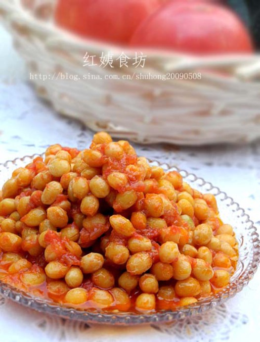 西红柿焗黄豆的做法