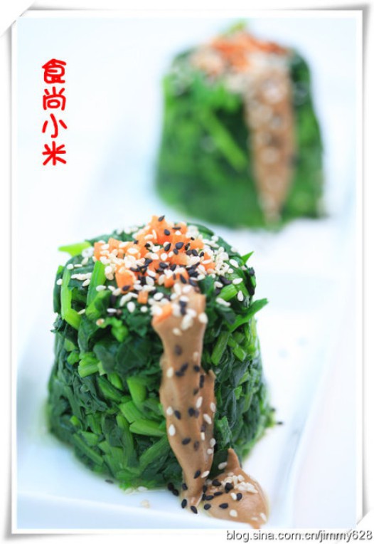 双色芝麻菠菜墩的做法
