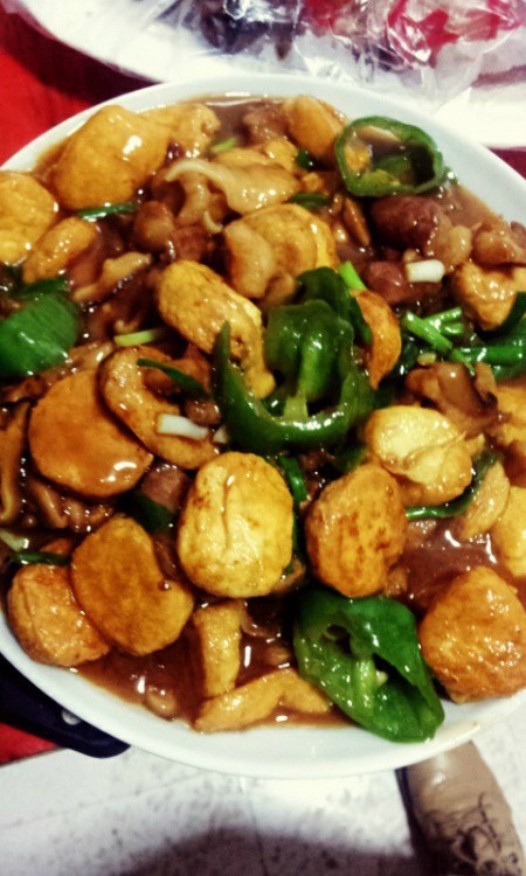 青椒肉丝炒日本豆腐的做法