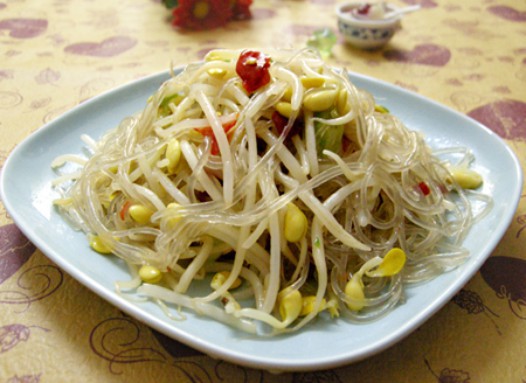 豆芽炒粉丝的做法