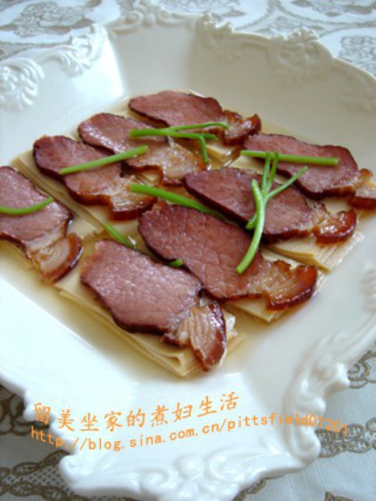 咸肉蒸百叶的做法