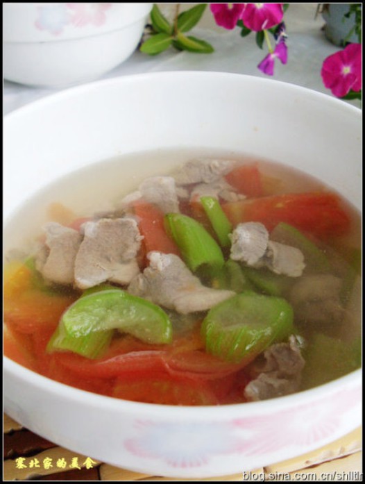 番茄丝瓜肉片汤的做法