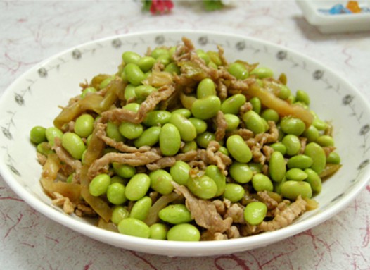 毛豆榨菜肉丝的做法