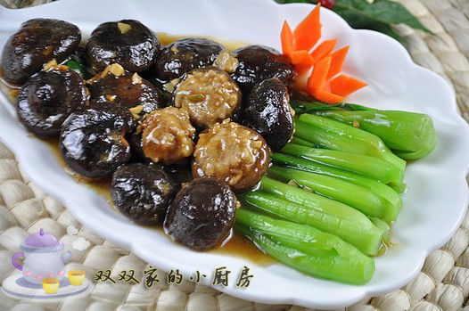 香菇酿肉扒油菜的做法