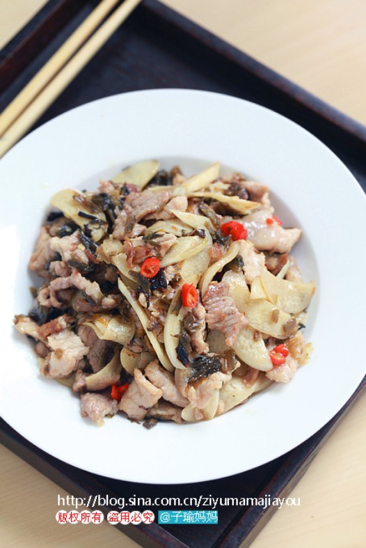 咸菜茭白炒肉片的做法