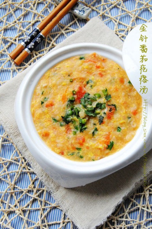 金针番茄疙瘩汤的做法
