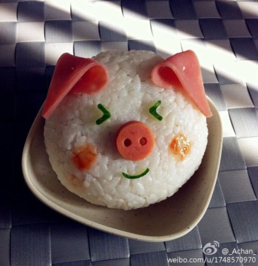 卡通小猪饭团的做法