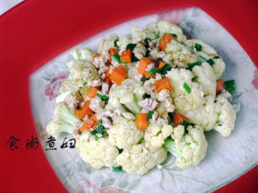 孜然肉末炒花菜的做法