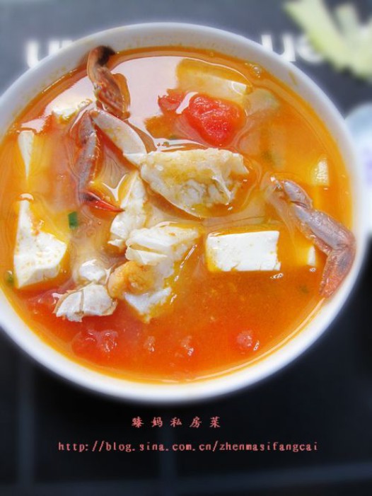 蕃茄梭子蟹豆腐煲的做法