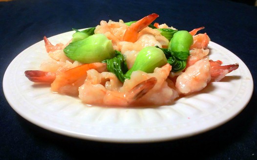菜心敲虾的做法