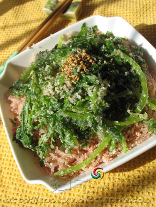 粉蒸茼蒿的做法