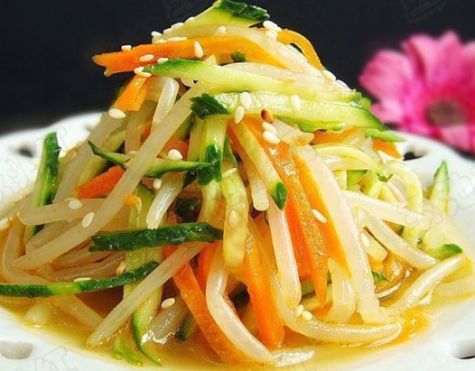 凉拌豆芽黄瓜菜的做法