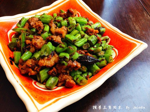 榄菜豆角肉末的做法