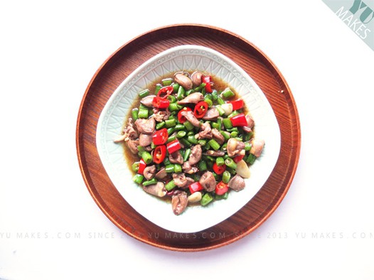 黑椒四季豆鸡心的做法