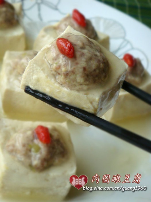 清蒸肉圆酿豆腐的做法