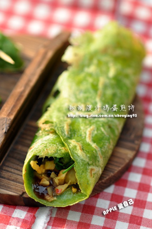 菠汁鸡蛋煎饼的做法