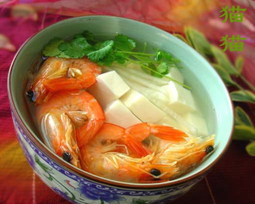 咸干虾豆腐汤的做法