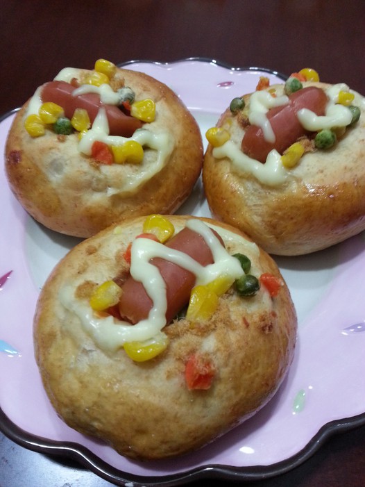 胚芽肉松玉米肠仔包的做法