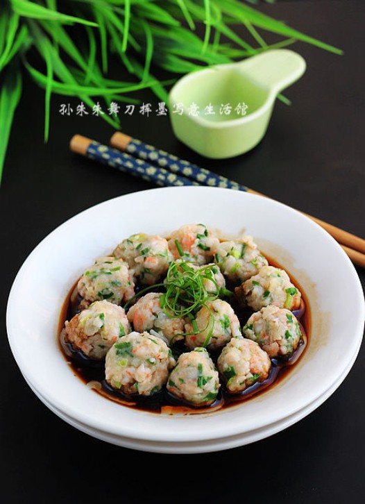 豉油鲜虾韭菜丸的做法