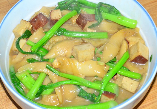 豆干菜心炒元蘑的做法