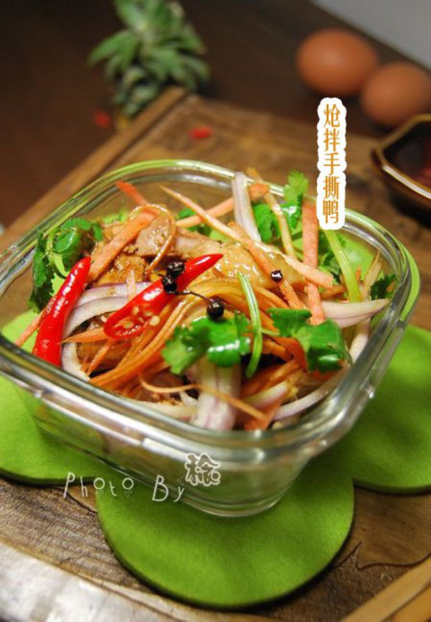 炝拌手撕鸭的做法