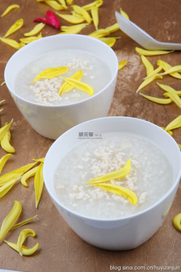 菊花鸡茸山药粥的做法
