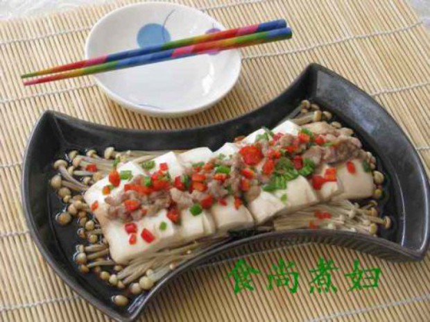 金针豉油蒸豆腐的做法