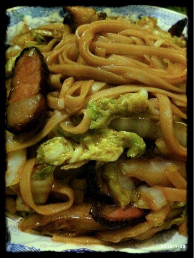 腊肉白菜炒面的做法