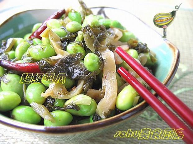 咸菜炒毛豆的做法