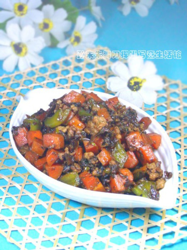 榄菜肉末胡萝的做法