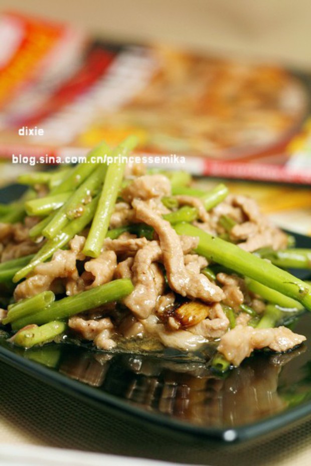 空心菜梗炒肉丝的做法