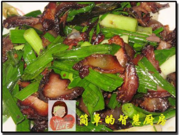 腊肉炒青蒜的做法