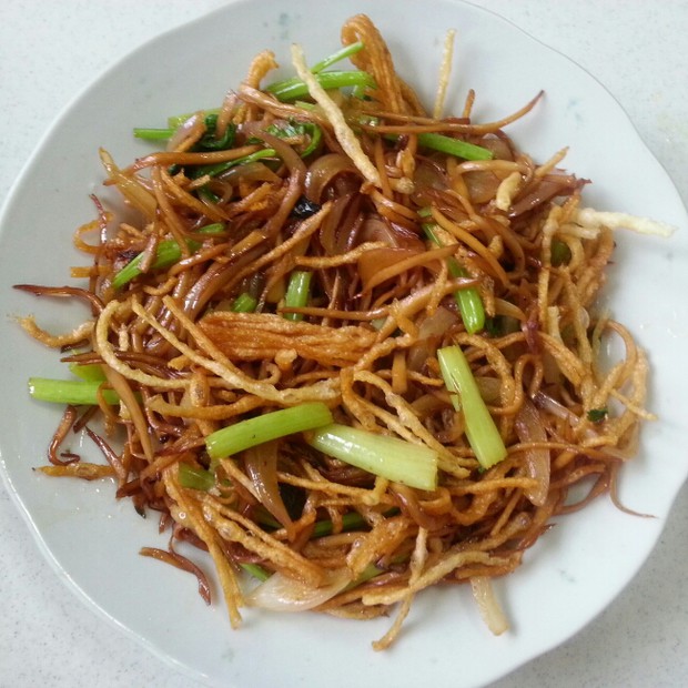 干煸杏鲍菇茶馓的做法