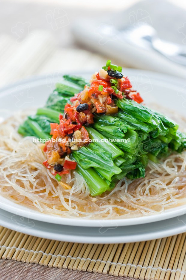 豉椒粉丝小白菜的做法