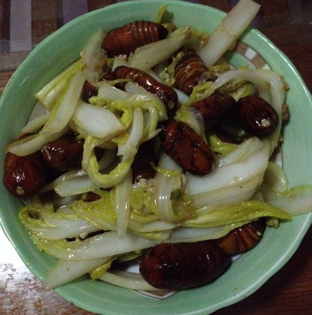 蚕蛹炒白菜的做法
