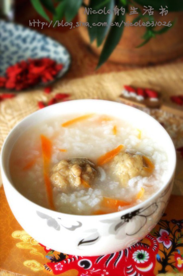 胡萝卜肉丸粥的做法