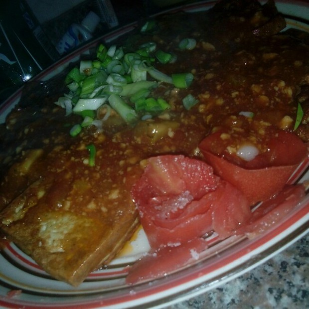酸甜柿汁酥豆腐。的做法