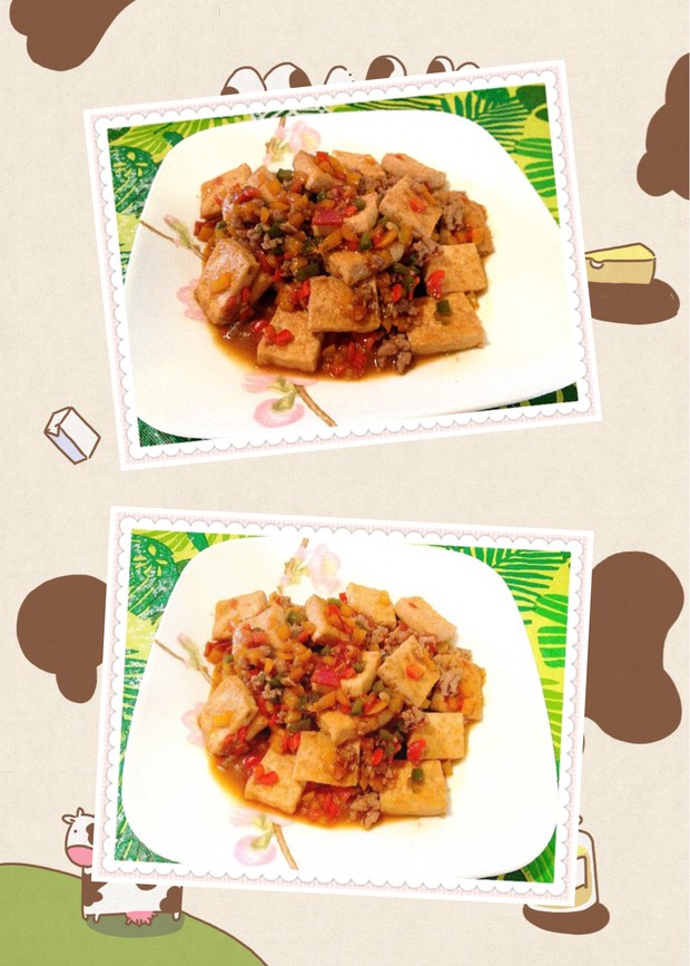 三色彩椒烧豆腐的做法